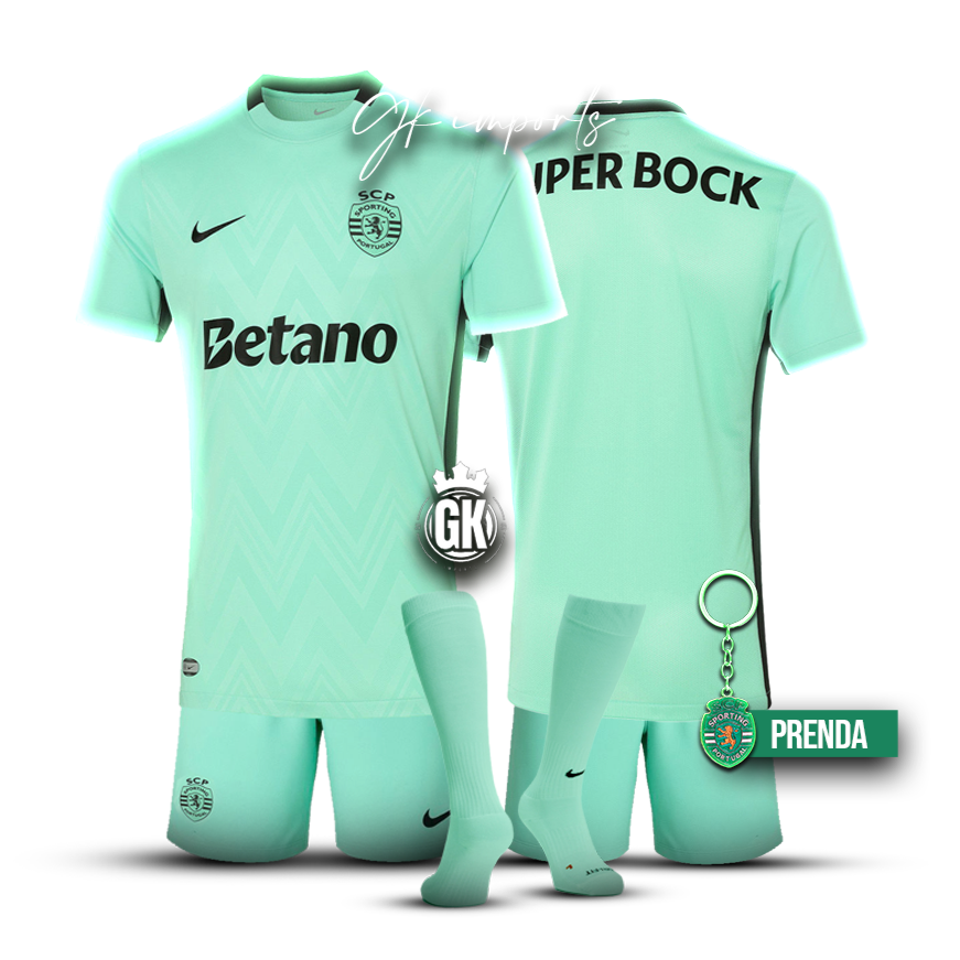 Conjunto infantil COM MEIAS terceiro equipamento verde 2025/26